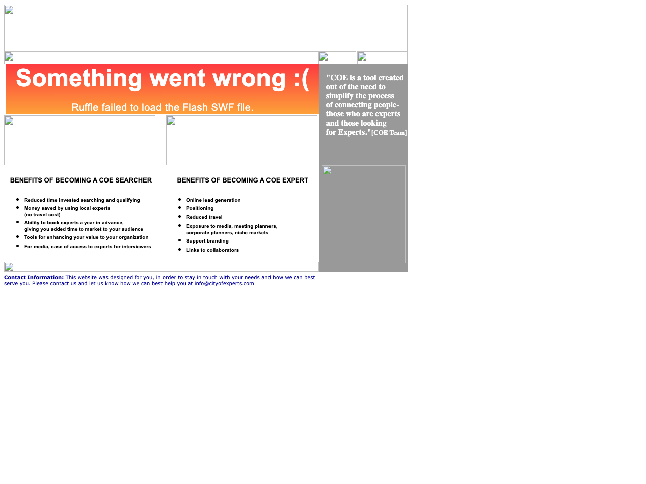 cityofexperts.com home page, December 2003: Dreamweaver MX / Fireworks MX launch design