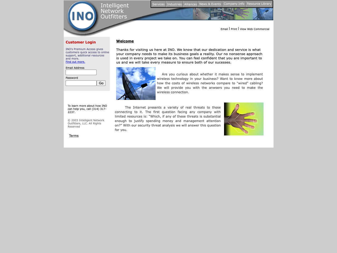 ino-it.com home page, April 2005: Dreamweaver/ASP redesign