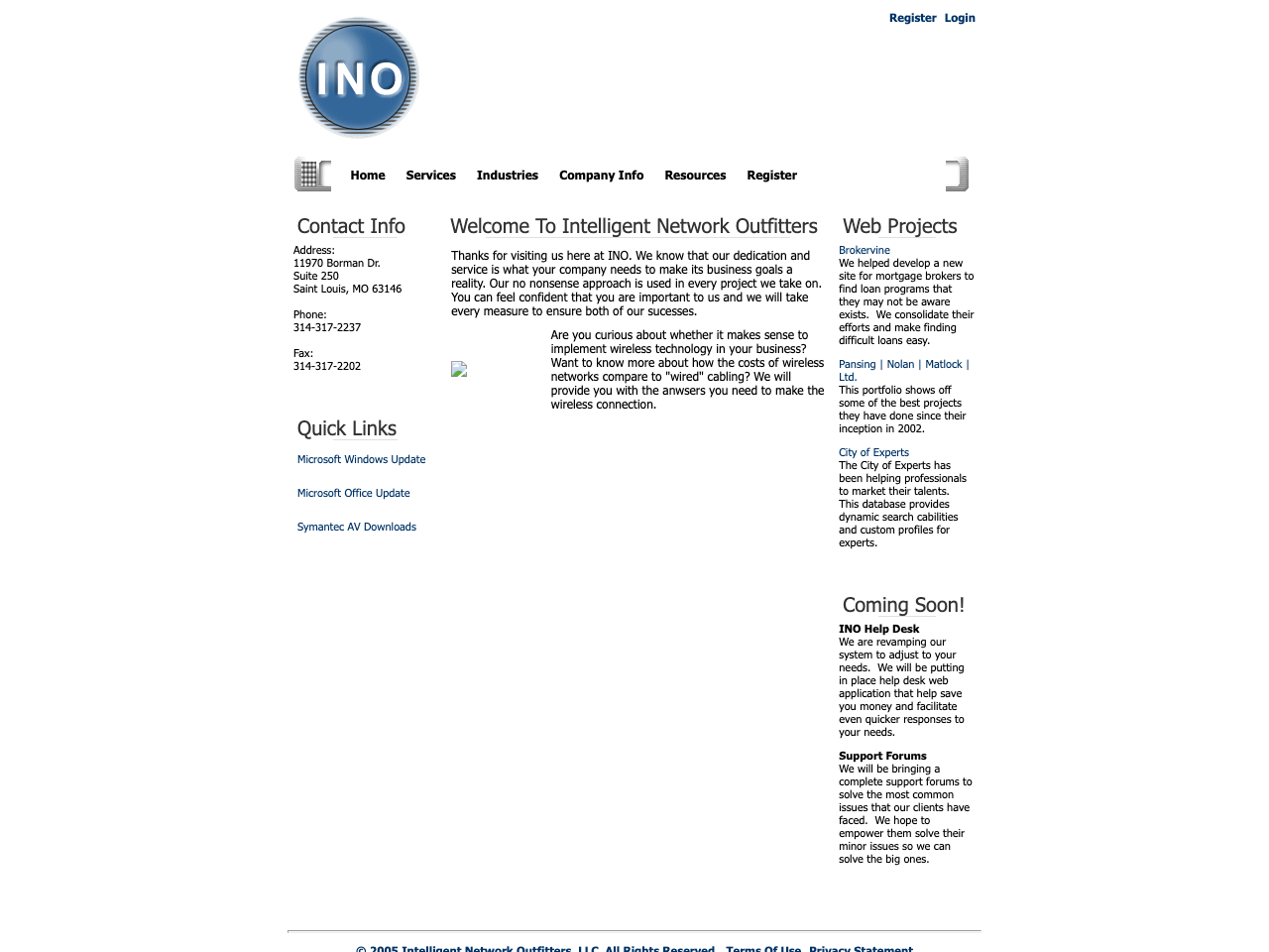 ino-it.com home page, December 2006: DotNetNuke rebuild