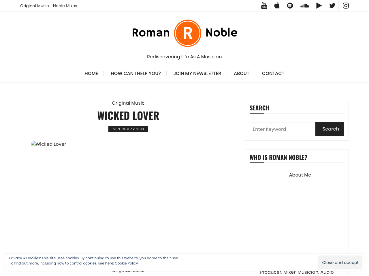 romannoble.com home page, September 2019: Wicked Lover