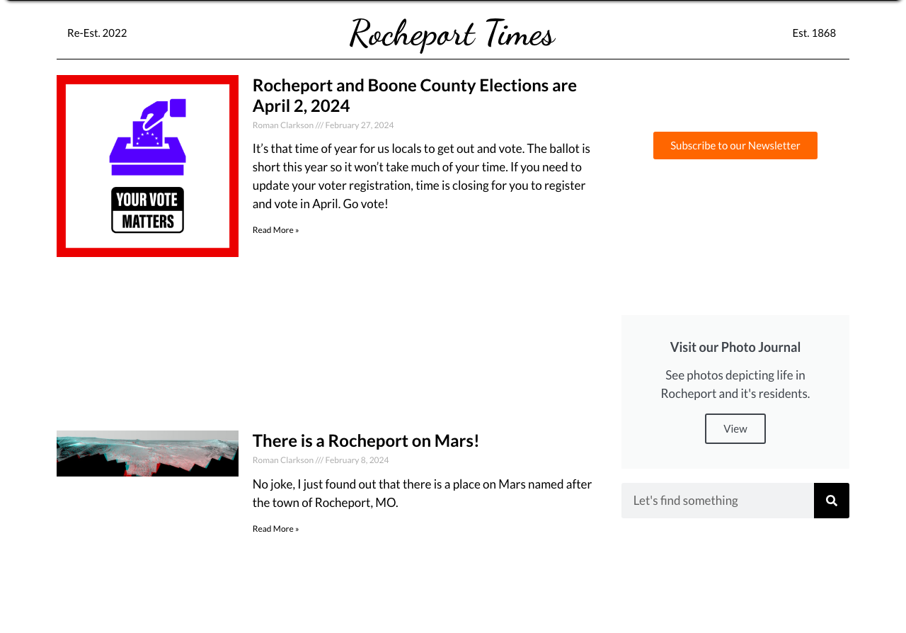rocheporttimes.com home page, July 2025: Re-Est. 2022 masthead, article bylined Roman Clarkson